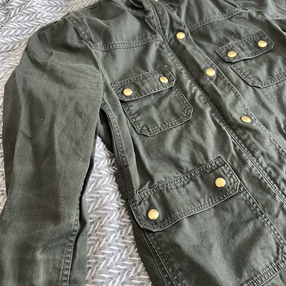 J. Crew Green Utility Jacket with Gold Accents - Picture 3 of 7